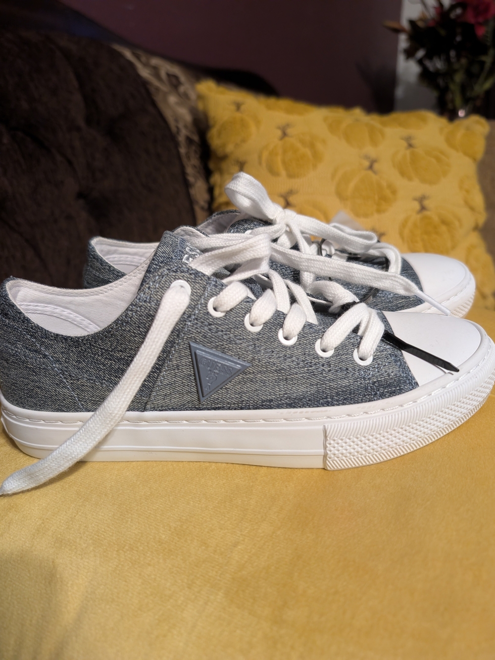 GUESS Kids Denim-Style Gray & White Lace-Up Sneakers - Picture 11 of 13